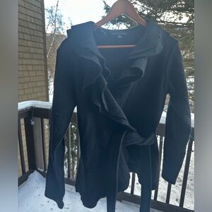 Black Ruffled Cardigan